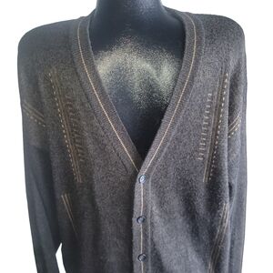 Pronto Uomo Mens Brown Wool Blend Grandpa Cardigan M